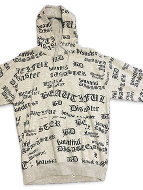 Beautiful Disaster Women's Crewneck Hoodie Sweater in Light Gray